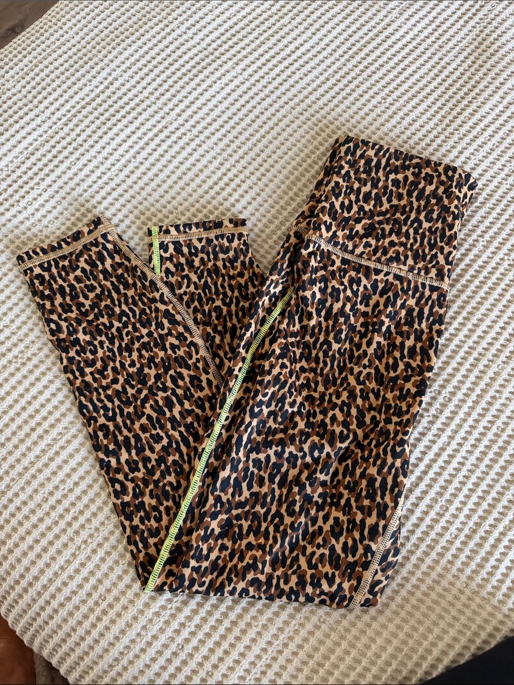 Fabletics Leopard Print Leggings with Neon Trim